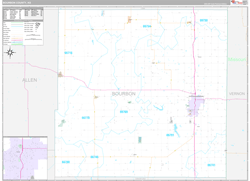 Bourbon County, KS Wall Map Premium Style 2024