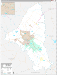 Brazos County, TX Wall Map Premium Style 2024