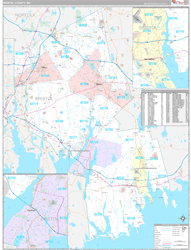Bristol County, MA Wall Map Premium Style 2024