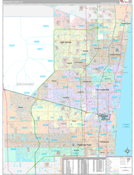 Broward County, FL Wall Map Premium Style 2023