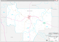 Bullock County Wall Map Premium Style 2026