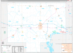 Bureau County, IL Wall Map Premium Style 2024