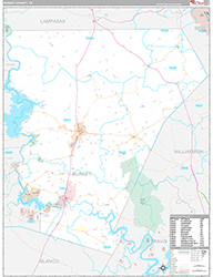 Burnet County Wall Map Premium Style 2026