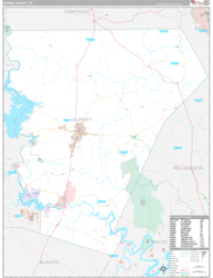 Burnet County, TX Wall Map Premium Style 2024
