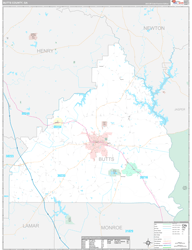 Butts County, GA Wall Map Premium Style 2024