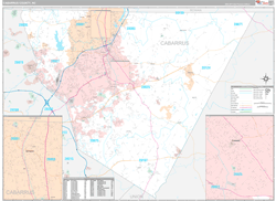 Cabarrus County, NC Wall Map Premium Style 2024