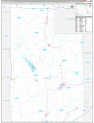 Caddo County, OK Wall Map Premium Style 2024
