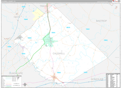 Caldwell County, TX Wall Map Premium Style 2024