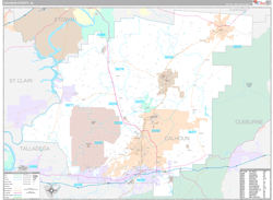 Calhoun County, AL Wall Map Premium Style 2024
