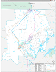 Campbell County Wall Map Premium Style 2026