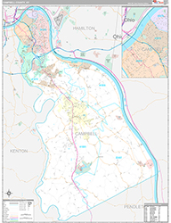 Campbell County, KY Wall Map Premium Style 2026