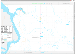 Campbell County, SD Wall Map Premium Style 2024