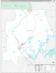Campbell County, TN Wall Map Premium Style 2024