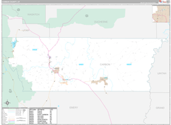Carbon County, UT Wall Map Premium Style 2023