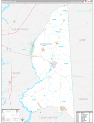 Caroline County, MD Wall Map Premium Style 2024