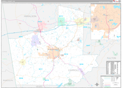 Carroll County, GA Wall Map Premium Style 2024