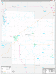 Carroll County, IN Wall Map Premium Style 2024