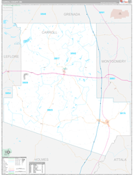 Carroll County, MS Wall Map Premium Style 2024