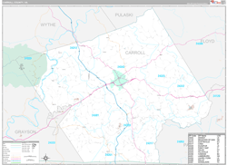 Carroll County, VA Wall Map Premium Style 2024