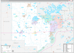 Carver County, MN Wall Map Premium Style 2024