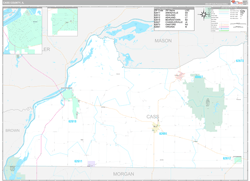 Cass County, IL Wall Map Premium Style 2024