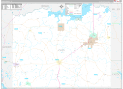 Cass County, TX Wall Map Premium Style 2024