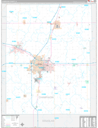Champaign County, IL Wall Map Premium Style 2024