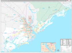 Charleston County, SC Wall Map Premium Style 2024