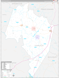 Charlotte County, VA Wall Map Premium Style 2024
