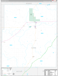 Chase County, KS Wall Map Premium Style 2024
