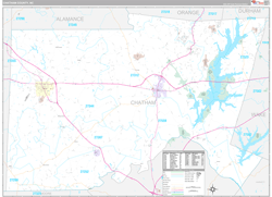 Chatham County, NC Wall Map Premium Style 2024