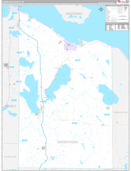 Cheboygan County, MI Wall Map Premium Style 2024