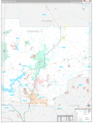 Cherokee County, GA Wall Map Premium Style 2024