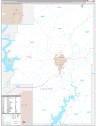 Cherokee County, OK Wall Map Premium Style 2024