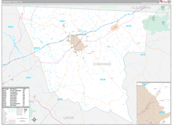 Cherokee County, SC Wall Map Premium Style 2024