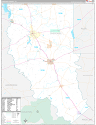 Cherokee County, TX Wall Map Premium Style 2024