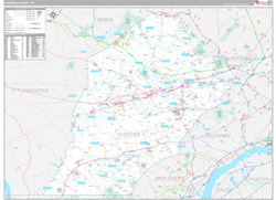 Chester County, PA Wall Map Premium Style 2024