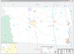 Chester County, SC Wall Map Premium Style 2024