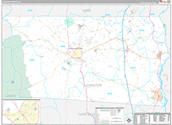 Chester County, SC Wall Map Premium Style 2026