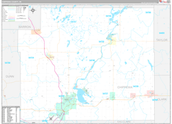 Chippewa County, WI Wall Map Premium Style 2024