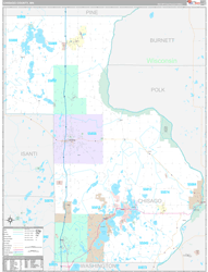 Chisago County, MN Wall Map Premium Style 2024
