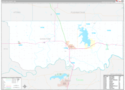Choctaw County, OK Wall Map Premium Style 2024