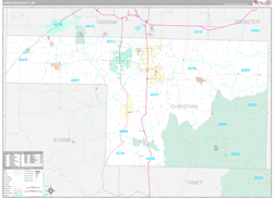 Christian County, MO Wall Map Premium Style 2024