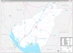 Clarendon County, SC Wall Map Premium Style 2024