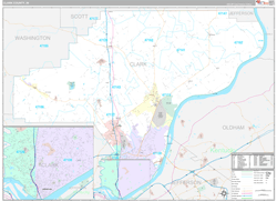 Clark County, IN Wall Map Premium Style 2024