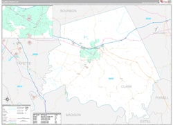 Clark County, KY Wall Map Premium Style 2024