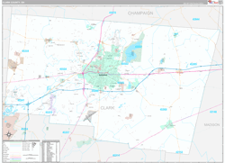 Clark County, OH Wall Map Premium Style 2024