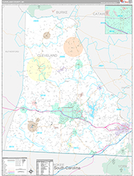Cleveland County Wall Map Premium Style 2026