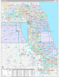 Cook County, IL Wall Map Premium Style 2024
