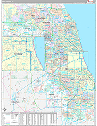 Cook County, IL Wall Map Premium Style 2026